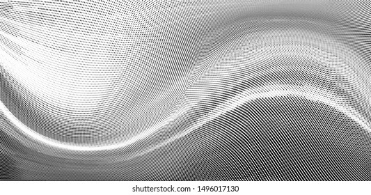 Grunge halftone dots pattern texture 
background. Modern dotted  illustration. Abstract curves. Points backdrop. Grungy spotted pattern. Monochrome template for web design, covers, web sites, banners