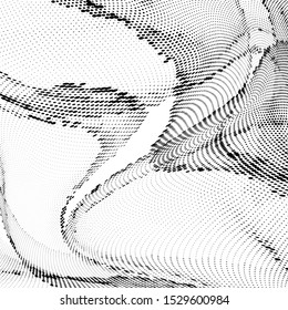 Grunge halftone dots pattern texture background. Modern dotted vector illustration. Abstract curves. Points backdrop. Grungy spotted pattern. Monochrome template for web design, covers, banners
