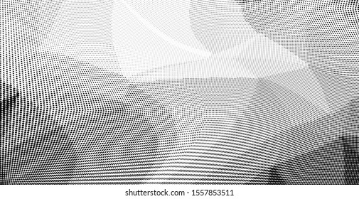 Grunge halftone dots pattern texture background. Low poly template design. Modern dotted vector illustration. Abstract wavy lines. Triangular polygon backdrop. 
