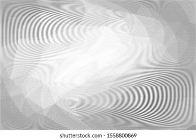 Grunge halftone dots pattern texture background. Low poly template design. Modern dotted vector illustration. Abstract wavy lines. Triangular polygon backdrop. 