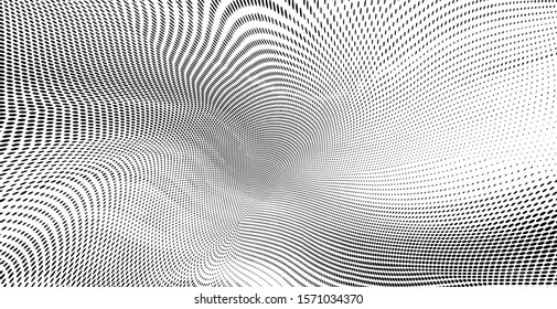 Grunge halftone dots pattern texture background. Modern dotted vector illustration. Abstract curves. Points backdrop. Grungy spotted pattern. Monochrome template for web design, covers, banners