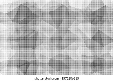 Grunge halftone dots pattern texture background. Low poly design. Modern dotted vector illustration. Abstract wavy lines. Triangular polygon backdrop