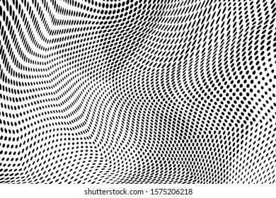 Grunge halftone dots pattern texture background. Low poly design. Modern dotted vector illustration. Abstract wavy lines. Triangular polygon backdrop