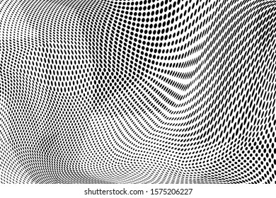 Grunge halftone dots pattern texture background. Low poly design. Modern dotted vector illustration. Abstract wavy lines. Triangular polygon backdrop