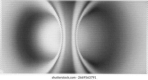 Fundo de textura de padrão de pontos de meio-tom Grunge. Ilustração moderna pontilhada. Curvas abstratas. Aponta o plano de fundo. Padrão de manchas granulosas. Modelo monocromático para web design