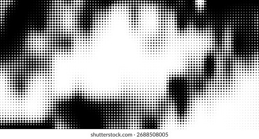 Grunge halftone dots pattern texture background. Modern dotted illustration. Abstract curves. Points backdrop. Grungy spotted pattern. Monochrome template for web design, covers, web sites, eps10