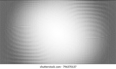 Grunge halftone dots pattern texture background. Modern dotted vector illustration. Abstract curves. Points backdrop. Grungy spotted pattern. Monochrome template for web design, covers, banners

