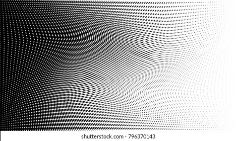 Grunge halftone dots pattern texture background. Modern dotted vector illustration. Abstract curves. Points backdrop. Grungy spotted pattern. Monochrome template for web design, covers, banners
