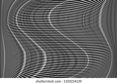 Grunge halftone dots striped pattern, Black pixels. Modern dotted vector illustration. Abstract wavy lines. Points backdrop. Grungy spotted pattern