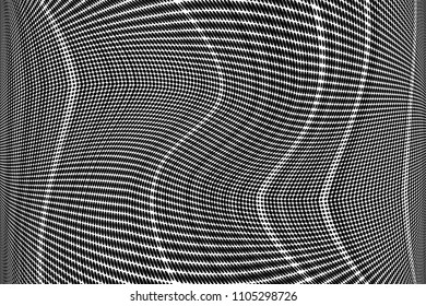 Grunge halftone dots striped pattern, Modern dotted vector illustration. Abstract wavy lines. Points backdrop. Grungy spotted pattern