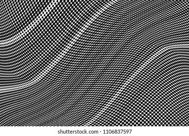 Grunge halftone dots striped pattern, Soft lines. Modern dotted vector illustration. Abstract wavy lines. Points backdrop