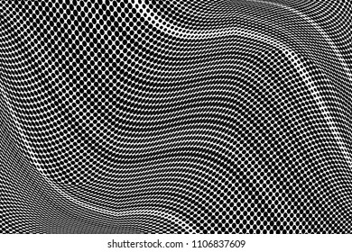 Grunge halftone dots striped pattern, Soft lines. Modern dotted vector illustration. Abstract wavy lines. Points backdrop
