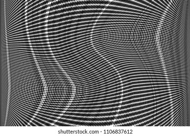 Grunge halftone dots striped pattern, Soft lines. Modern dotted vector illustration. Abstract wavy lines. Points backdrop