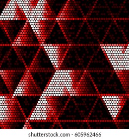 Grunge halftone dots texture background. Spotted vector Abstract colorful red triangle Texture