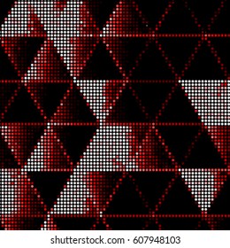 Grunge halftone dots texture background. Spotted vector Abstract red triangle Texture