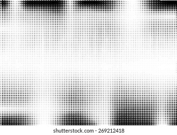 Grunge halftone dots vector texture background. Pixel 