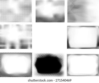 Grunge Halftone Dots Vector Texture Background . Border Frame . 