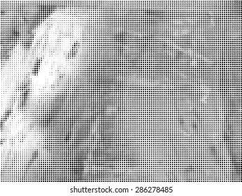 Grunge halftone dots vector texture background . Border Frame . 