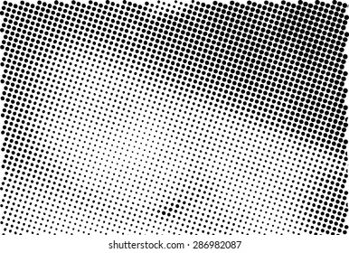 Grunge halftone dots vector texture background . Border Frame .