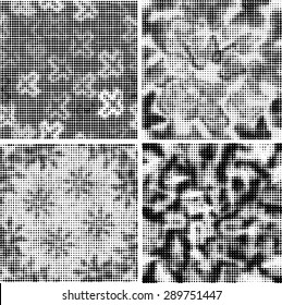 Grunge halftone dots vector texture background Collection . Border Frame .