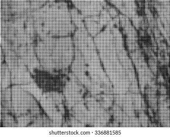 Grunge halftone dots vector texture background. Pixel 