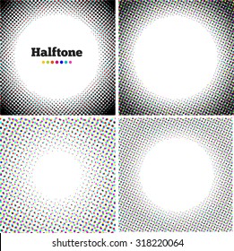 Grunge halftone drawing textures background set. Vector illustration