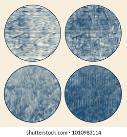Grunge Halftone Drawing Textures Set. Vector Illustration