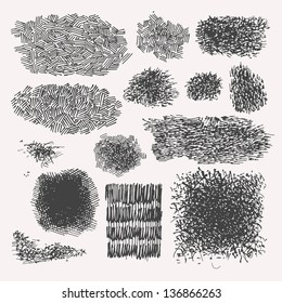 grunge halftone drawing textures set. vector illustration