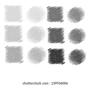 grunge halftone drawing textures set. vector illustration