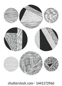 grunge halftone drawing textures set. vector illustration