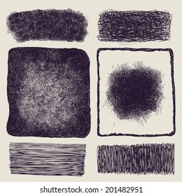 grunge halftone drawing textures set. vector illustration 