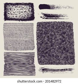 grunge halftone drawing textures set. vector illustration 