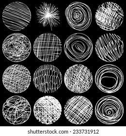 grunge halftone drawing textures set of circles. vector illustration