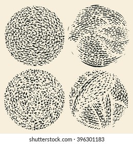 grunge halftone drawing textures set. vector illustration