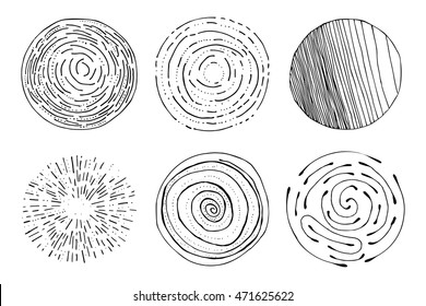 Grunge Halftone Drawing Textures Set Illustration Isolated On White Background