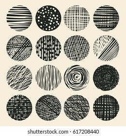 conjunto de texturas de dibujo a medio tono de grillo. ilustración vectorial