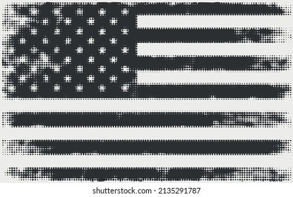 Grunge halftone flag of United States.