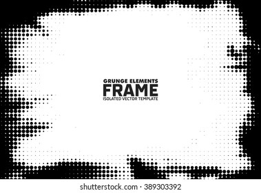 Grunge halftone frame - Isolated vector background