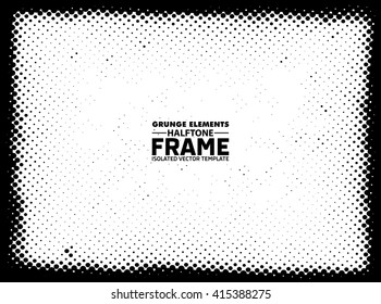 Grunge Halftone Frame - Isolated Vector Background