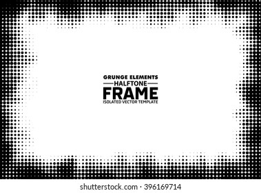 Grunge halftone frame texture - Abstract design template. Isolated stock vector illustration