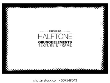 Grunge halftone frame vector template