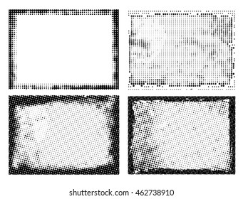 Grunge halftone frames.Vector template.