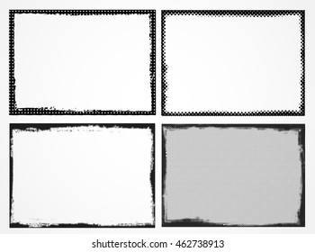 Grunge halftone frames.Vector template.