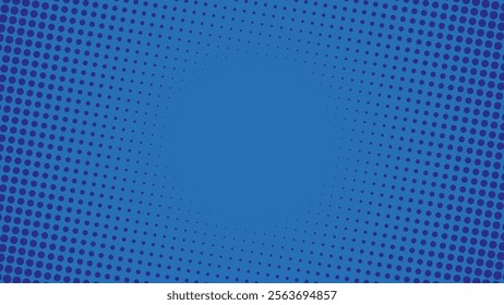 Grunge halftone gradient background blue. Blue half tone border background for anime or manga style comic overlay