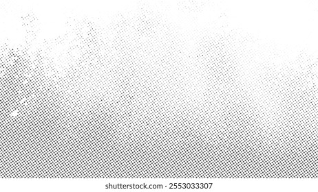 Grunge Halftone Gradient Background with Dust and Scratches Texture, A Bold Black Abstract Design Showcasing Rugged Wall Paint Aesthetic, Vintage Halftone Pattern Effect, and Textured Depth