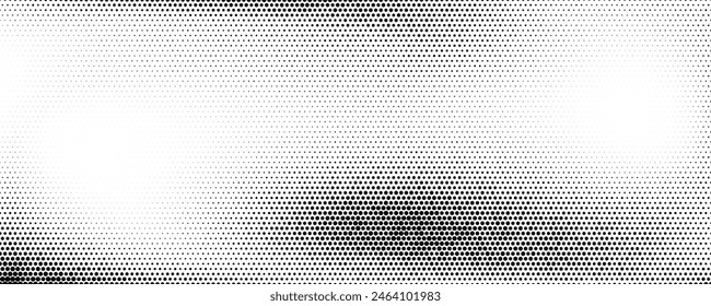 Grunge halftone gradient background. Faded grit texture. White and black sand noise wallpaper. Retro pixelated backdrop. Anime or manga style comic overlay. Vector halftone graphic design template