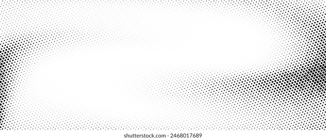 Grunge halftone gradient background. Faded grit noise texture. Black and white sandy gritty wallpaper. Retro pixelated backdrop. Anime or manga comic overlay. Vector graphic design textured halfton