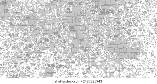 Grunge halftone gradient background. Faded grit noise texture. White and black sand wallpaper. Retro pixelated backdrop. Anime or manga style comic overlay. Vector white black