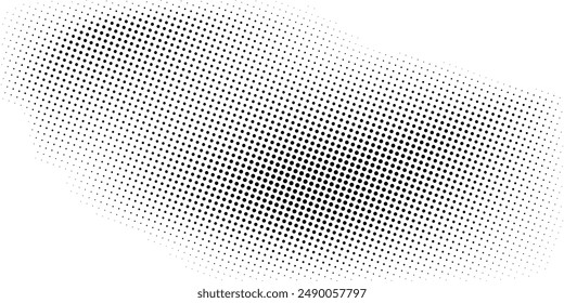 Grunge halftone gradient background. Faded grit noise texture. White and black sand wallpaper. Retro pixelated backdrop. Anime or manga style comic overlay. Vector graphic design dots grunge