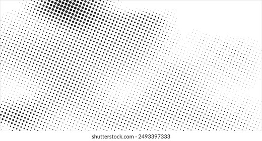 Grunge halftone gradient background. Faded grit noise texture. White and black sandy wallpaper. Retro pixelated backdrop. Anime or manga style comic overlay. Vector graphic design textured template